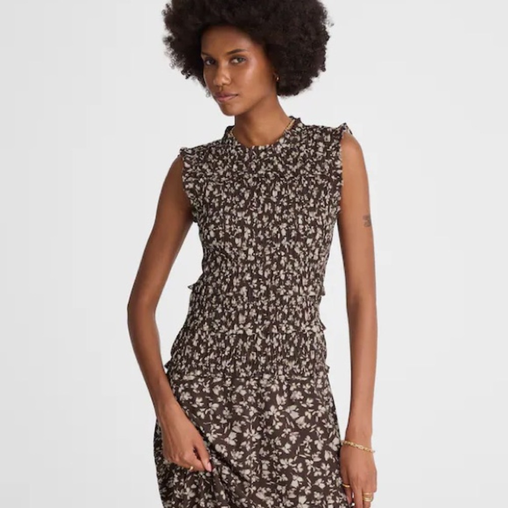 Madewell Chocolate Floral Midi Dress - Picture 4 of 8